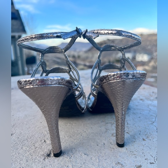 Nina Sanchia True Silver Reflective Surdette Heels Glitter Gems Women’s Size 7.5 - Picture 9 of 10